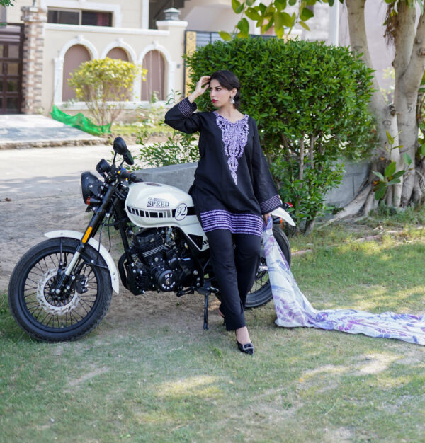 3 PIECE LIGHTWEIGHT LAWN FABRIC WITH BLACK BASE - Image 2