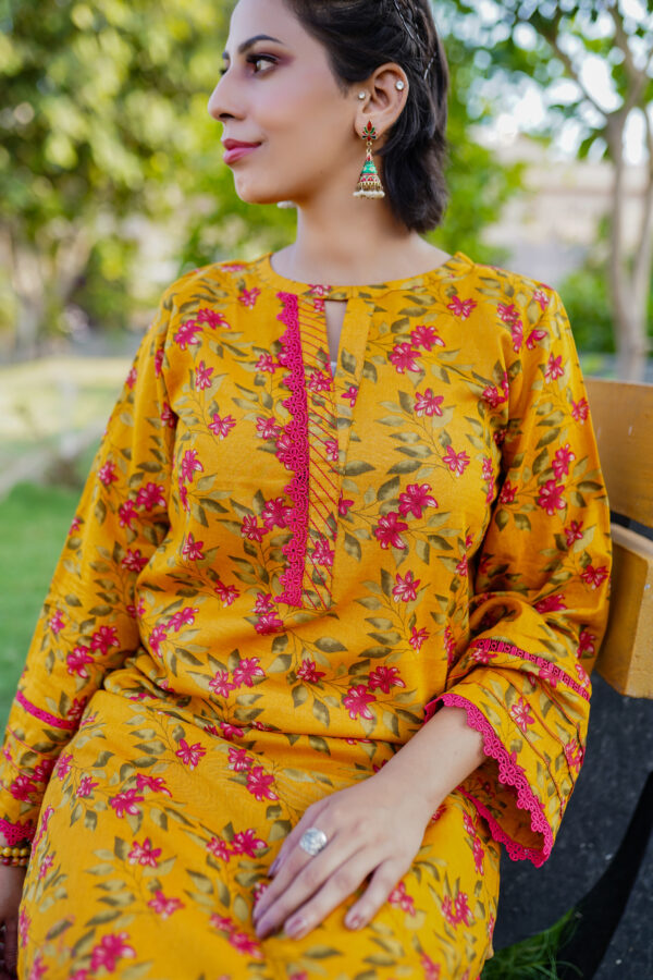 3 PIECE YELLOW BASE MUSTARD STUNNING FLORAL PRINT WITH - Image 6