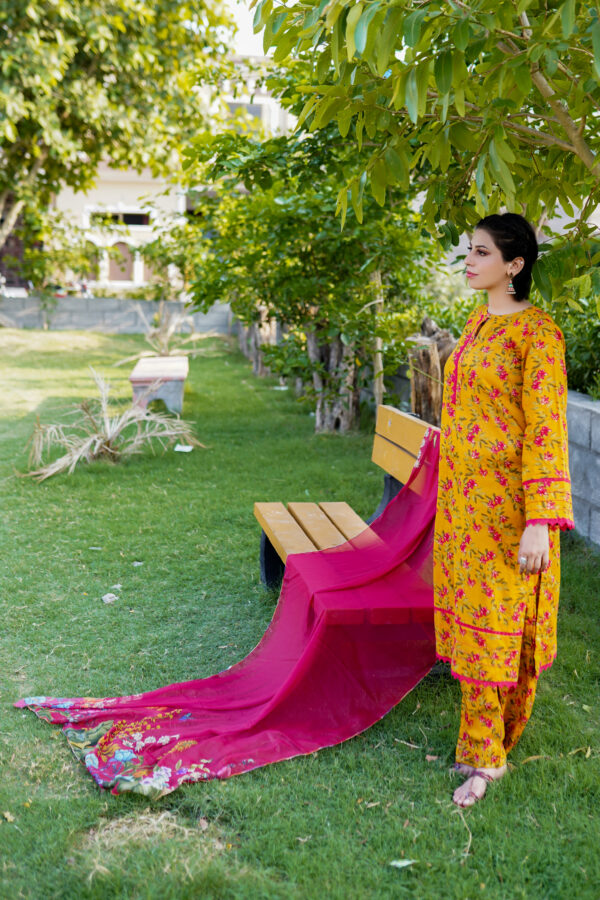 3 PIECE YELLOW BASE MUSTARD STUNNING FLORAL PRINT WITH - Image 2