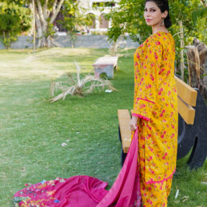3 PIECE YELLOW BASE MUSTARD STUNNING FLORAL PRINT WITH